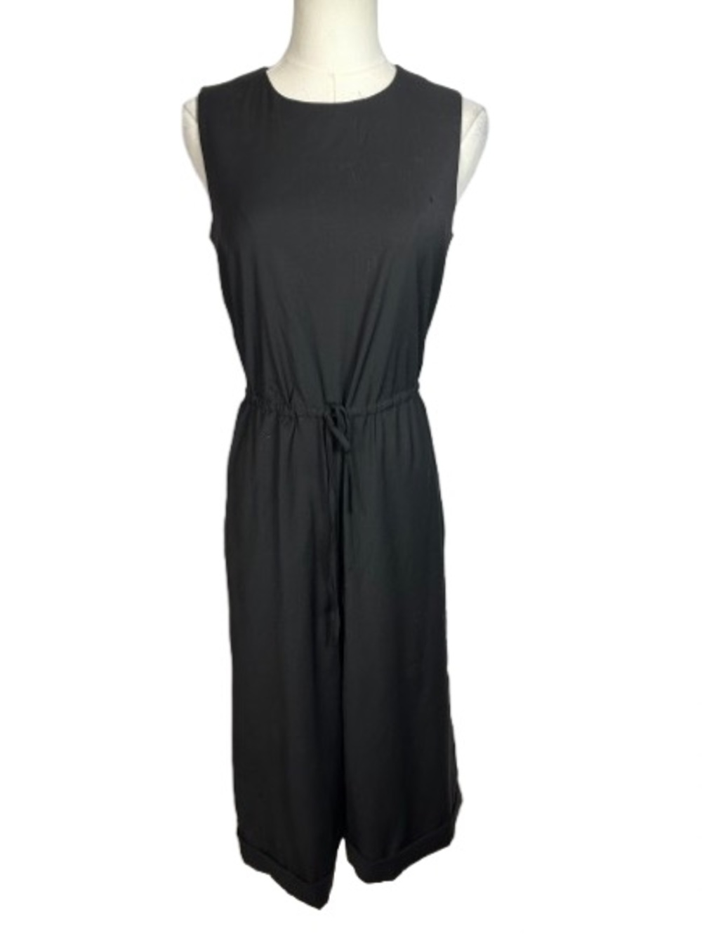 COS 100% Wool Black Sleeveless Drawstring Jumpsuit Size 4